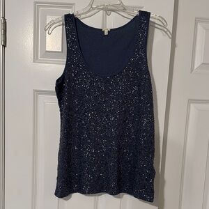 J crew blue sequin tank top size small